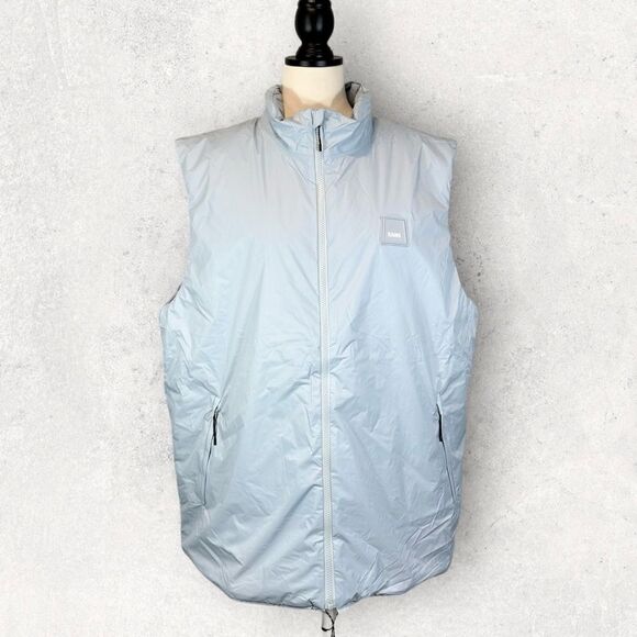 NWT Rains Fuse Vest Sky Blue-Gray Puffer Zip Front, Size XL Unisex - Picture 1 of 13